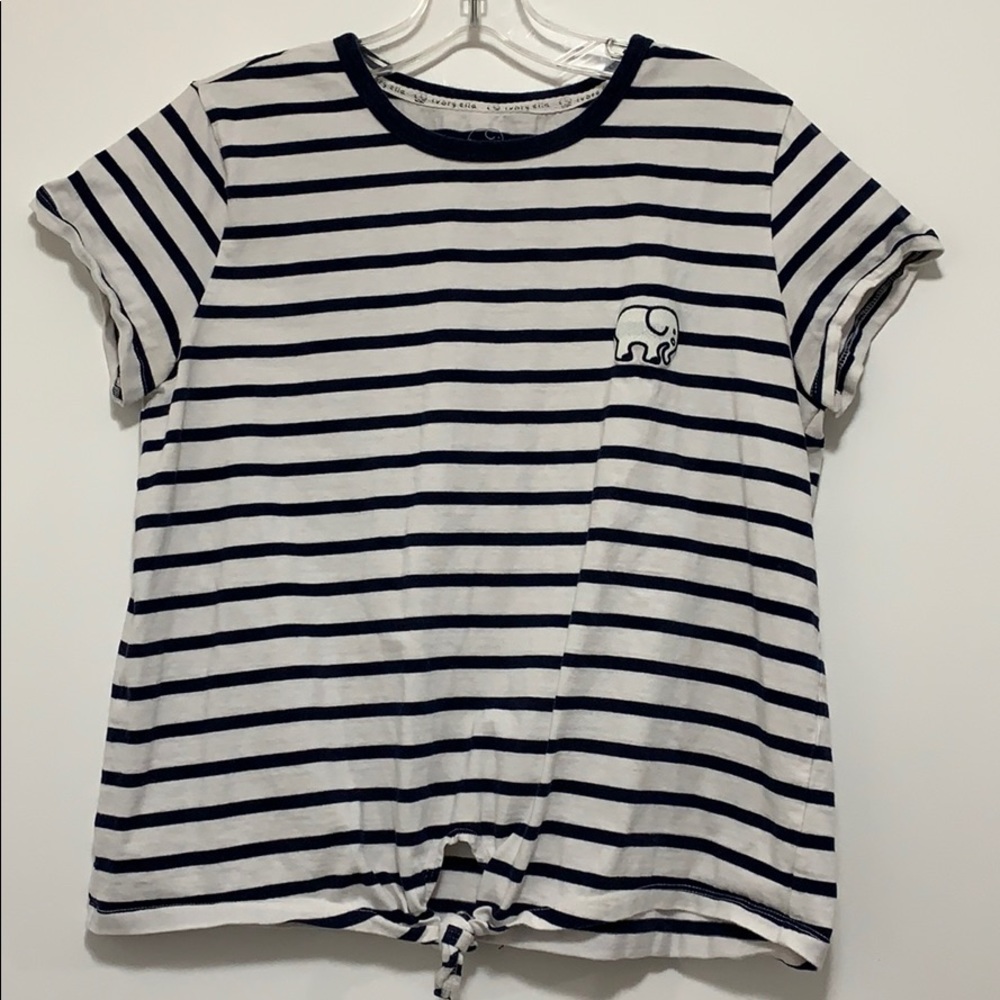 Ivory Ella Striped Tie Front T-Shirt